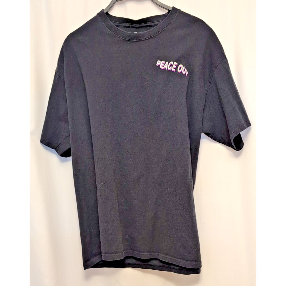 Empire XL Black graphic T shirt PEACE OUT 2 sided palm trees